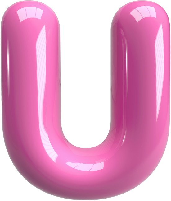 Pink 3D Inflate Uppercase Letter U