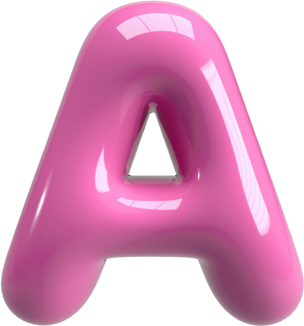 Pink 3D Inflate Uppercase Letter A